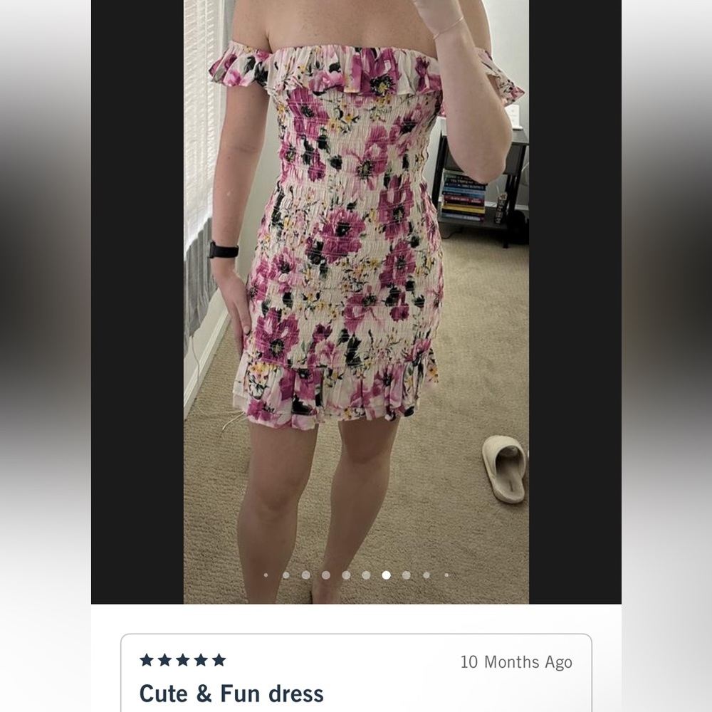 Abercrombie & Fitch Off-The-Shoulder Smocked Mini Dress - Picture 6 of 6